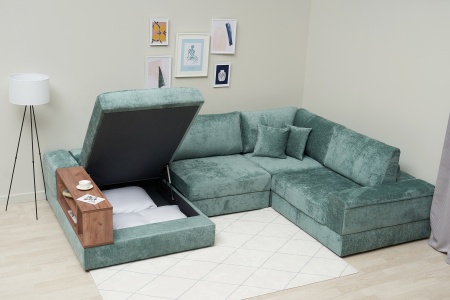 Диван п-образный пантограф Рон MODOOL XL с баром бирюзовый