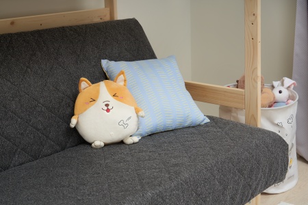 Двухъярусная кровать массив с диван-кроватью темно-серый / натуральный