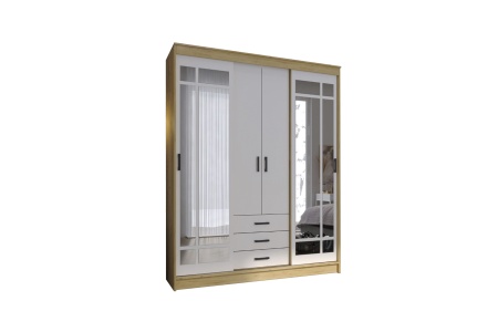Шкаф-купе Лорд дуб вотан / белый гладкий