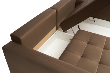 Диван угловой тик-так Монарх коричневый