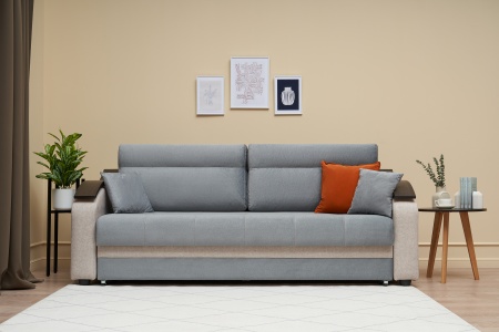 Диван еврокнижка Милан серый / бежевый