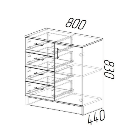 Комод К800-1Д, дуб вотан/белый гладкий