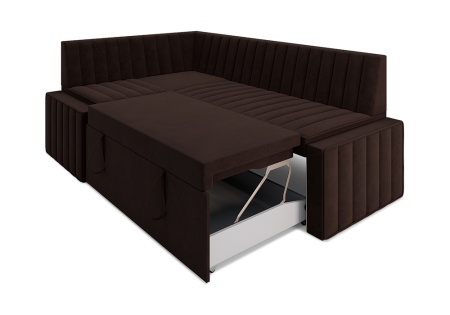 Кухонный угловой диван дельфин Вермут микровелюр коричневый