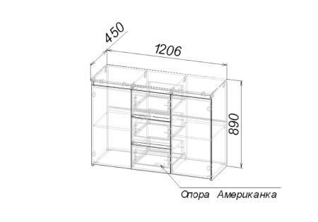 Комод Милано-3 дуб сонома светлый / ателье темное