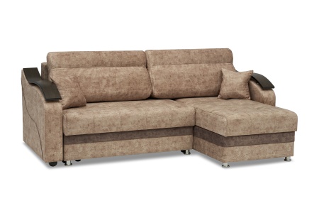 Диван угловой тик-так Милан бежевый / коричневый