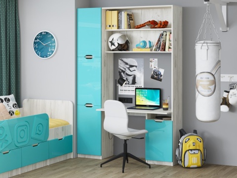 Уголок Школьника Юнга-15/Рабочая Зона (Ш-1500 x В-2200 x Г-550 мм)/Разные Цвета