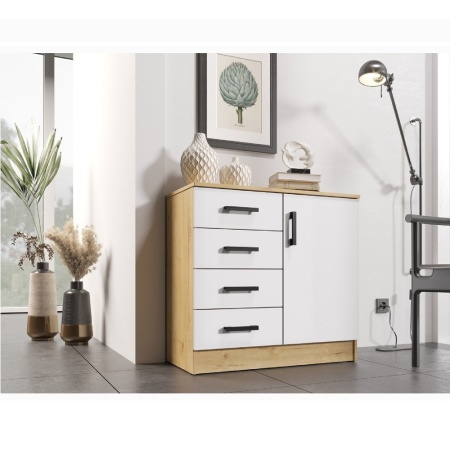 Комод К800-1Д, дуб вотан/белый гладкий