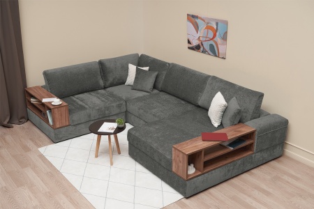 Диван п-образный пантограф Рон MODOOL XL с барами серый