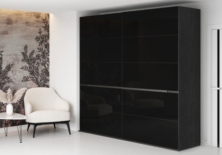 Шкаф-купе Галактика 2.5 м камень угольный / лакобель черная