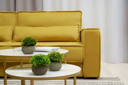 Диван п-образный тик-так Сохо горчичный