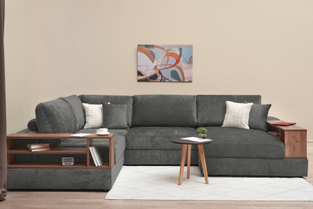 Диван п-образный пантограф Рон MODOOL XL с барами серый