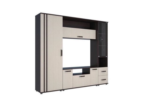 Гостиная Арктика-7 Венге/Дуб Молочный (Д-2200 х В-1950 х Г-393 мм)