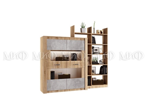 Шкаф для Посуды Тиона Сонома/Бетон (Ш-2060 мм x В-1856 мм x Г-438 мм)