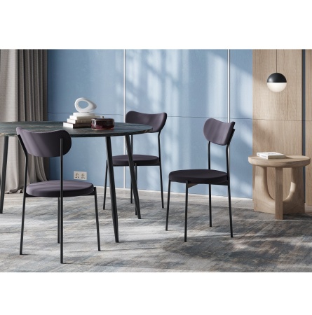 Комплект стульев Стивен (2 шт), черный велюр графитовый