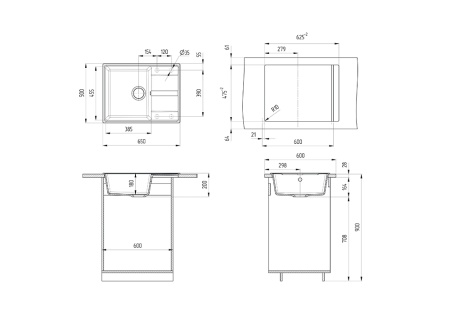 Мойка Ulgran Quartz Prima 650 уголь
