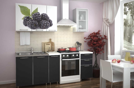 Кухонный Гарнитур Ежевика/Черный 1500 мм