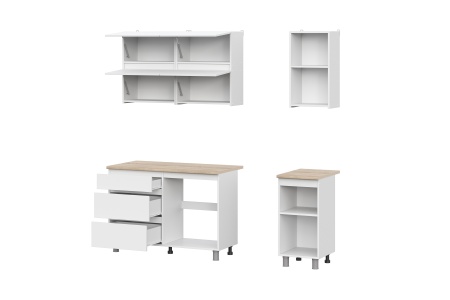 Кухня Грейс 1.6 м белый текстурный / дуб сонома