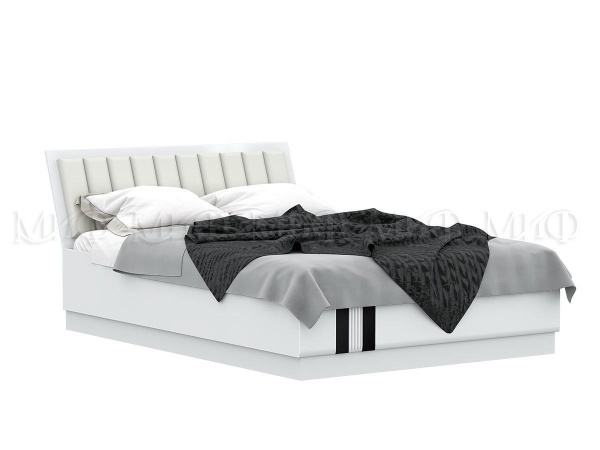 Кровать Манифик с Ортопедическим Основанием Белый/Белый Глянец (Спальное Место 1400/1600 х 2000 мм)