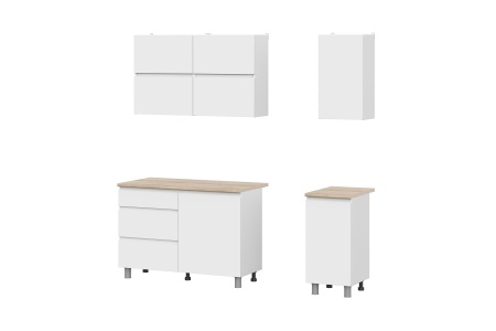 Кухня Грейс 1.6 м белый текстурный / дуб сонома