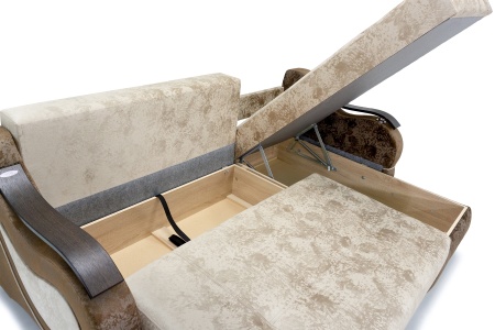 Диван угловой тик-так Дублин бежевый / коричневый