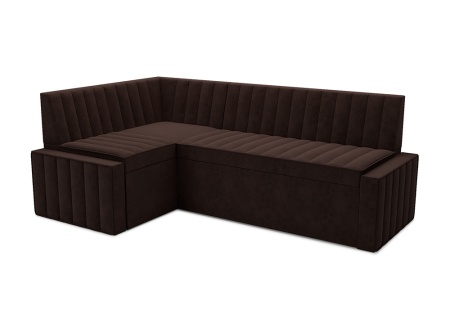 Кухонный угловой диван дельфин Вермут микровелюр коричневый