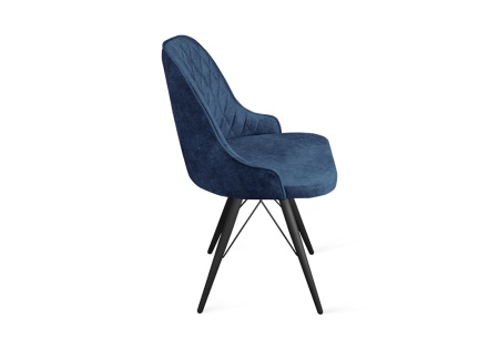 Стул Гранд К3 черный муар / микровелюр темно-синий
