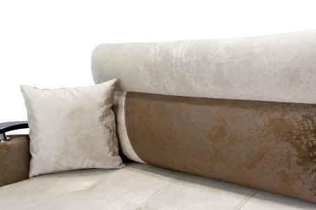 Диван угловой тик-так Дублин бежевый / коричневый