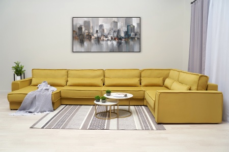 Диван п-образный тик-так Сохо горчичный