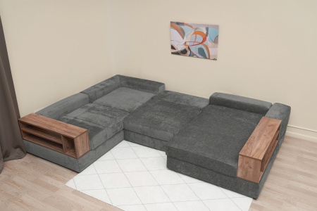 Диван п-образный пантограф Рон MODOOL XL с барами серый