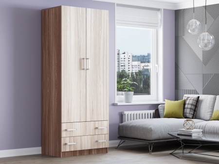 Шкаф Марокко 2-х Створчатый с Антресолью Распашной (Ш-800 х В-2020 х Г-520 мм)/Разные Цвета