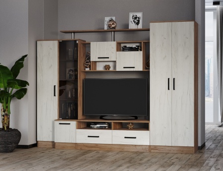 Стенка в гостиную Оскар-5, дуб крафт табачный